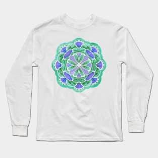 Colorful Mandala on Black Long Sleeve T-Shirt